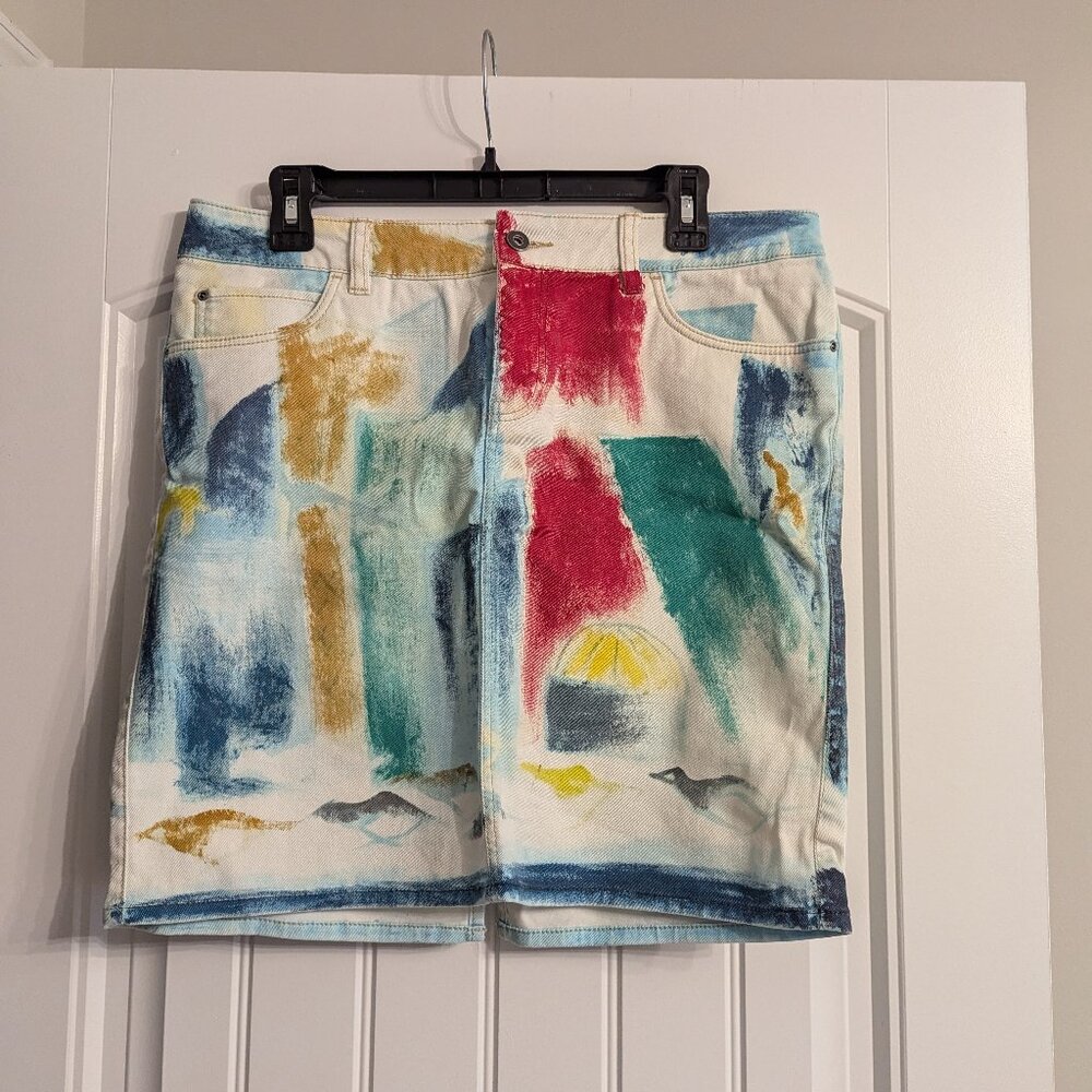 Anthropologie Painted Jean Skirt